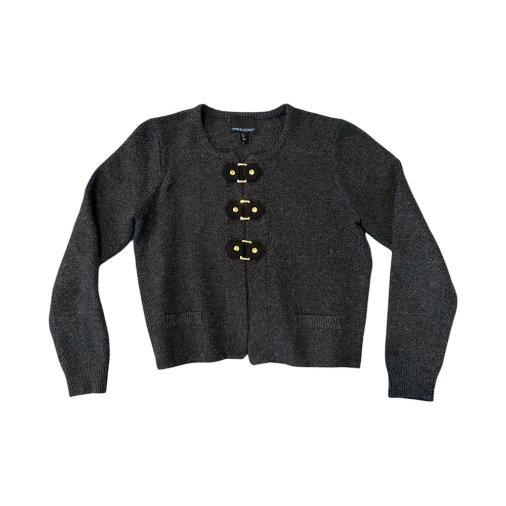 Cynthia Rowley Dark Gray Cardigan with Gold Details